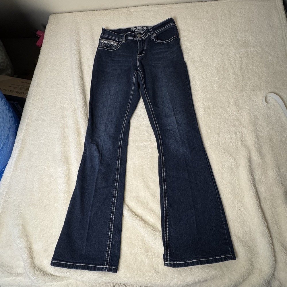Love Indigo Premium Women's Size 10 Bootcut Jeans Dark Wash Embellished